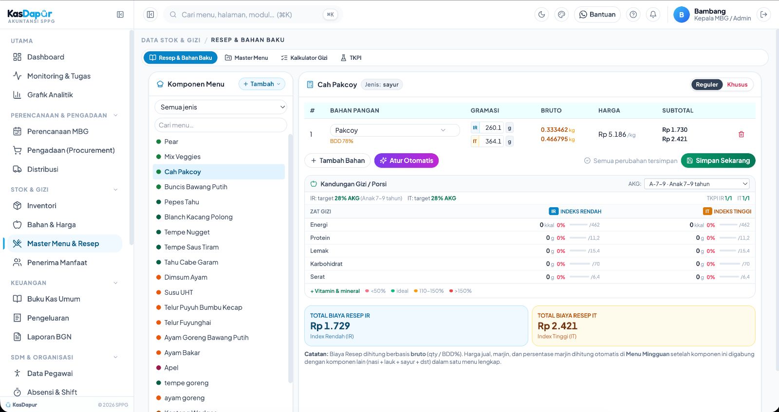 Aplikasi dapur MBG lengkap berbasis web